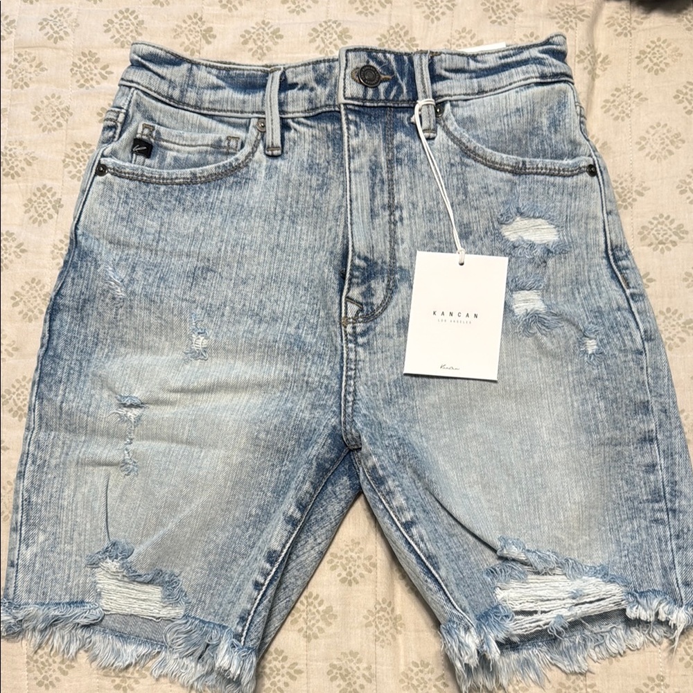 Distressed Denim Shorts Kancan